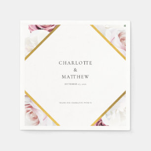 Serviette En Papier Papier de mariage géométrique rose floral