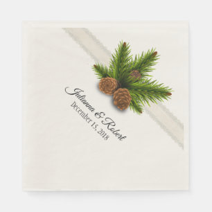 Serviette En Papier Papier de mariage hivernal Pine Cones Napkin