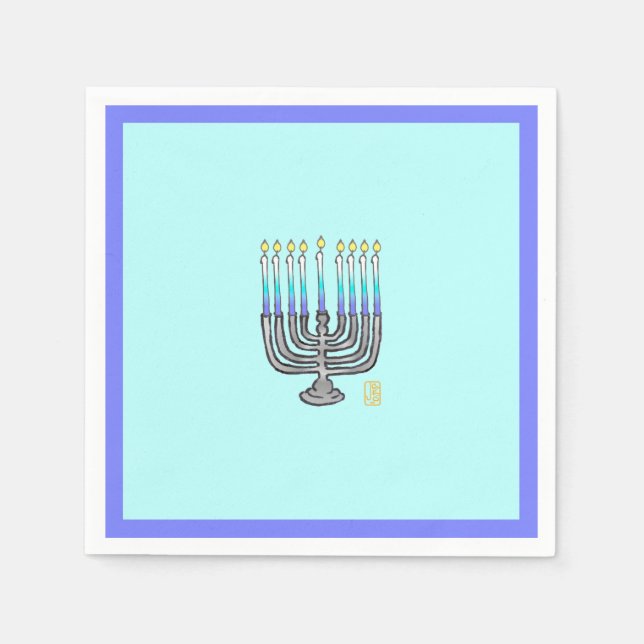 Serviette En Papier Papier de Menorah Whimsical Napkin (Devant)