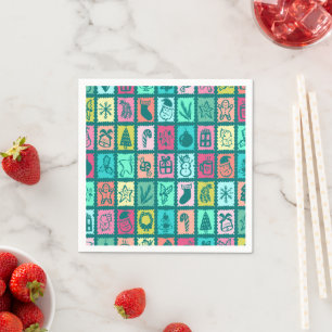 Serviette En Papier Papier de Noël à motif grille fantaisiste et lumin