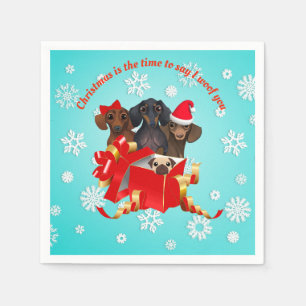 Serviette En Papier Papier de Noël Dachshund Neige Flake