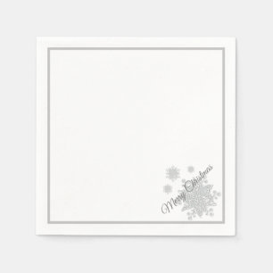 Serviette En Papier Papier de Noël Napkins Flèches de neige en argent