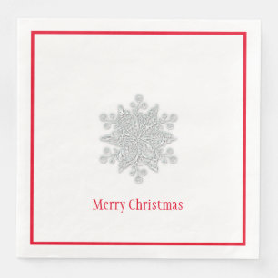 Serviette En Papier Papier de Noël Napkins Flocon de neige en argent 