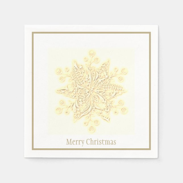 Serviette En Papier Papier de Noël Napkins Flocon doré (Devant)
