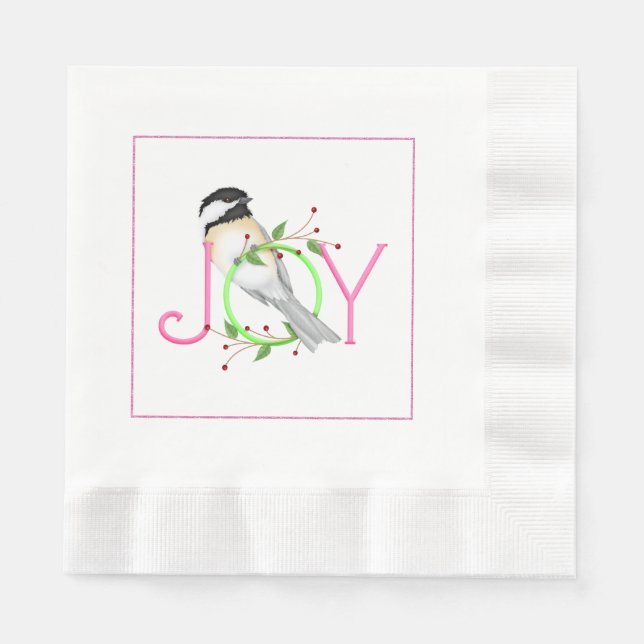 Serviette En Papier Papier de Noël rose et vert (Devant)