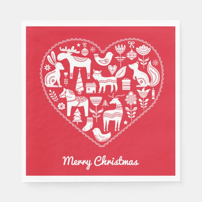 Serviette En Papier Papier de Noël scandinave (Devant)