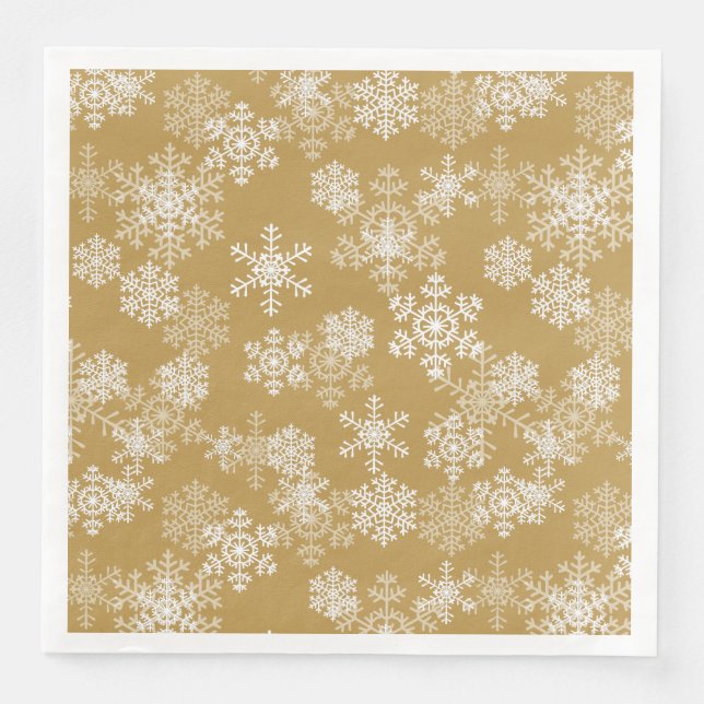 Serviette En Papier Papier de Noël serviettes-flocons de neige (Devant)