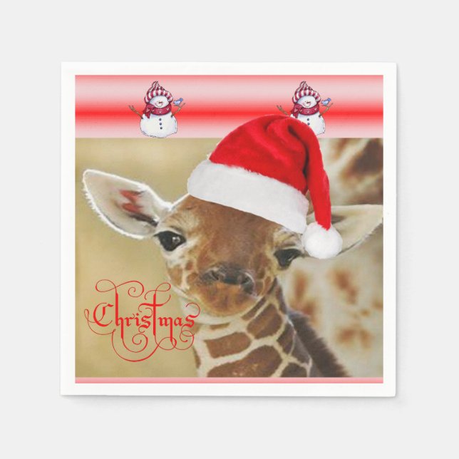 Serviette En Papier Papier de Noël serviettes Giraffe (Devant)