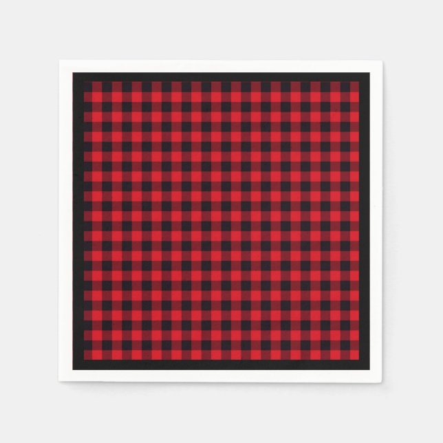 Serviette En Papier Papier de Noël serviettes rouge et noir Buffalo pl (Devant)