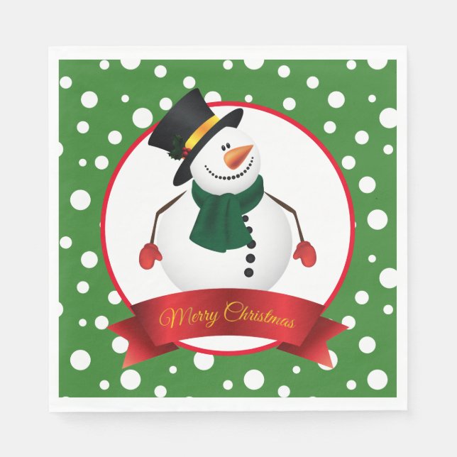 Serviette En Papier Papier de Noël Snowman (Devant)