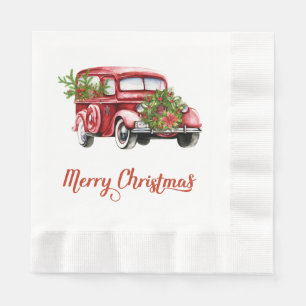 Serviette En Papier Papier de Noël vintage pour Camion Rouge