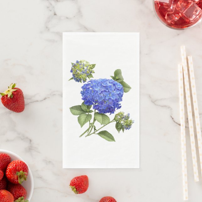 Serviette En Papier Papier de peinture végétale bleu Hydrangea Floral (En situation)