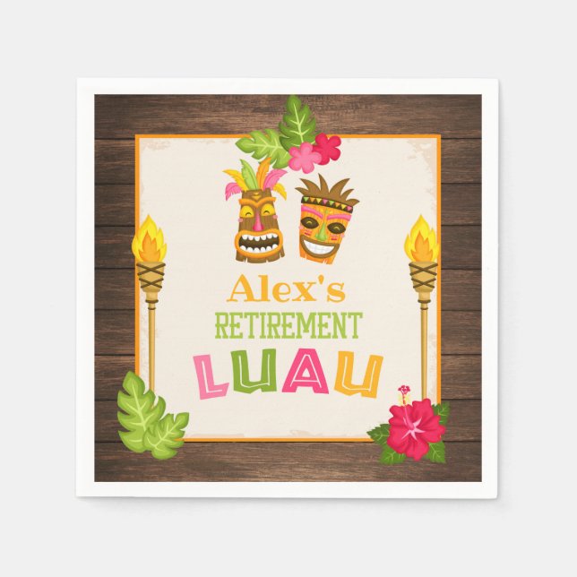 Serviette En Papier Papier de retraite Luau - Texte orange (Devant)