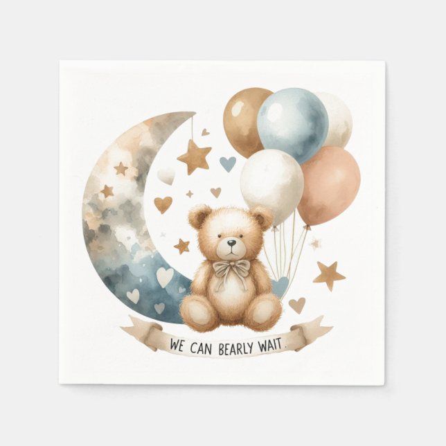 Serviette En Papier Papier de révélation Neutre Teddy Genre Napkin (Devant)