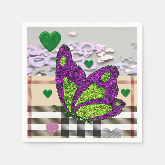 Serviette En Papier Papier de Saint Valentin, Papillon (Devant)