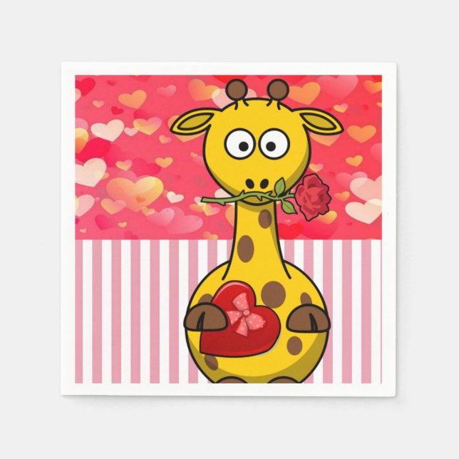 Serviette En Papier Papier de Saint Valentin, serviettes, Giraffe (Devant)