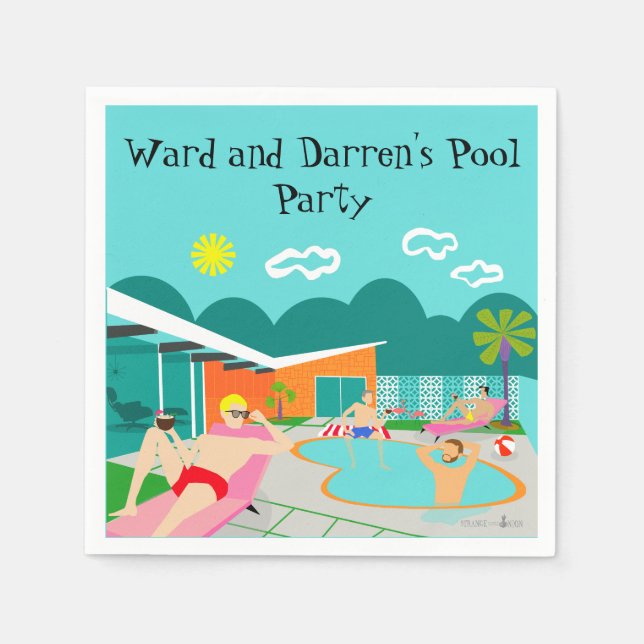Serviette En Papier Papier de table Retro Gay Pool (Devant)