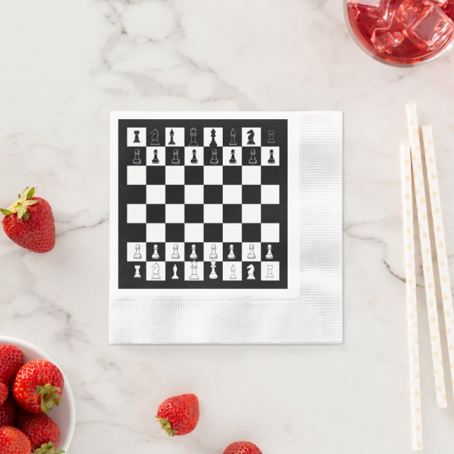 Serviette En Papier Papier d'échecs - Élégant échiquier Des (En situation)