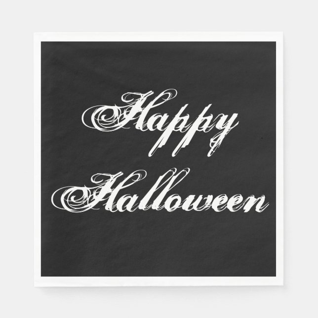 Serviette En Papier Papier d'Halloween noir Napkin (Devant)