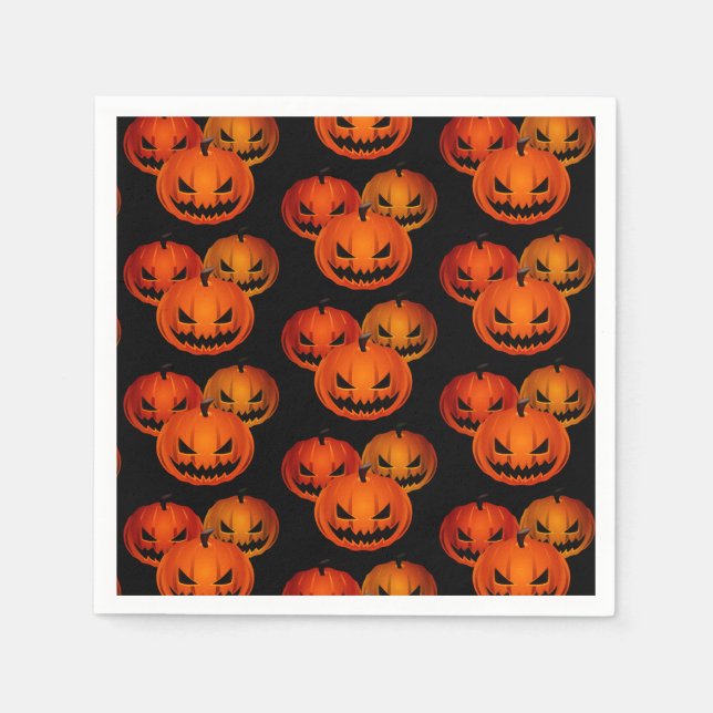 Serviette En Papier Papier d'Halloween serviettes-Citrouilles effrayan (Devant)