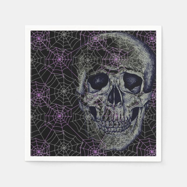 Serviette En Papier Papier d'Halloween serviettes - Papier à crâne (Devant)