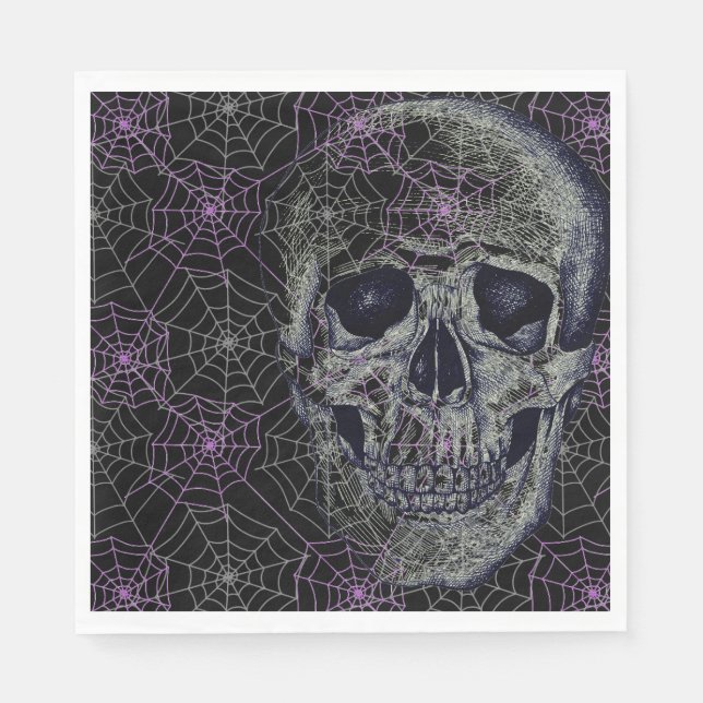 Serviette En Papier Papier d'Halloween serviettes - Papier à crâne (Devant)