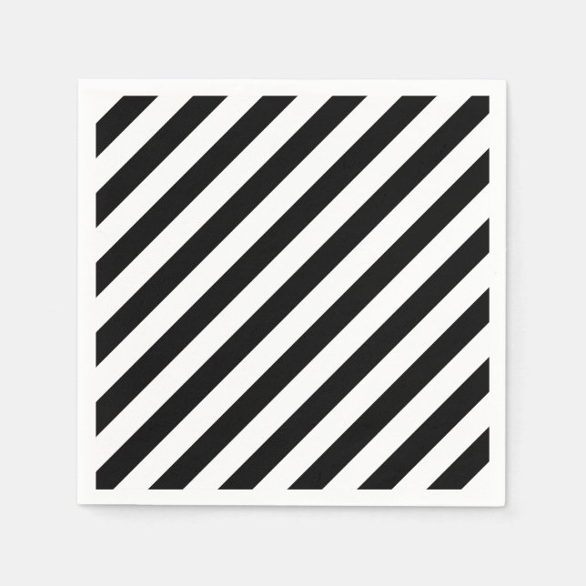 Serviette En Papier Papier diagonale noir et blanc de grande taille (Devant)