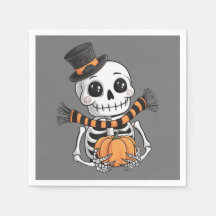 Papier d'illustration de squelette mignon Napkin