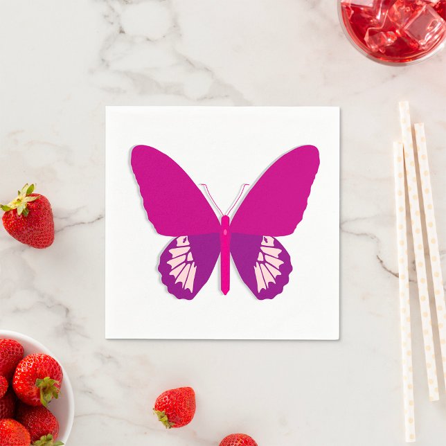 Serviette En Papier Papier d'insectes papillon rose serviettes (Créateur téléchargé)