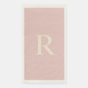Serviette En Papier Papier d'invité Pale Rose et Crème Monogramme Papi