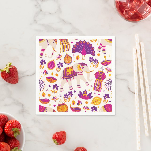Serviette En Papier Papier Diwali Napkin (En situation)