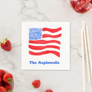 Serviette En Papier Papier drapeau américain aquarelle décontracté USA