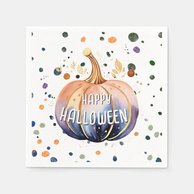 Serviette En Papier Papier du parti Citrouille d'Halloween (Devant)