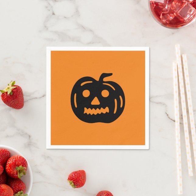 Serviette En Papier Papier éffrayant Halloween noir orange Jack-o'-lan (En situation)