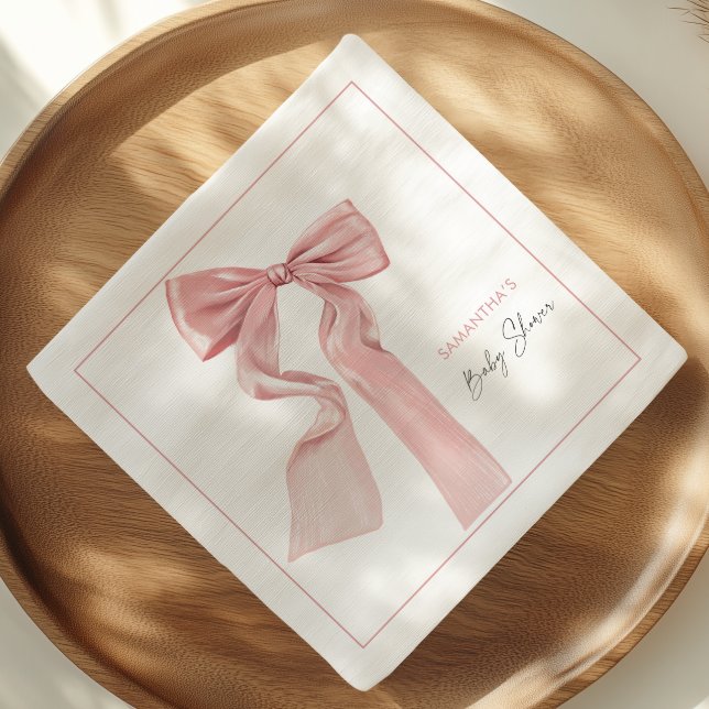 Serviette En Papier Papier élégant Baby shower Bow rose (Créateur téléchargé)