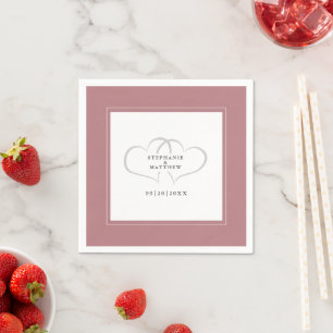 Serviette En Papier Papier Élégant Mariage Cœurs Romantiques Rose Pous