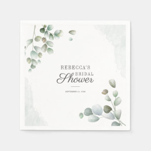 Serviette En Papier Papier Fête de Mariage Feuillage Eucalyptus