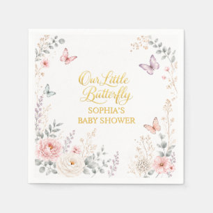 Serviette En Papier Papier Fête de Naissance Papillon Floral Fille