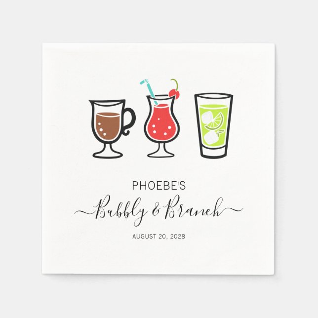 Serviette En Papier Papier Fête des mariées Brunch et Bubbly (Devant)