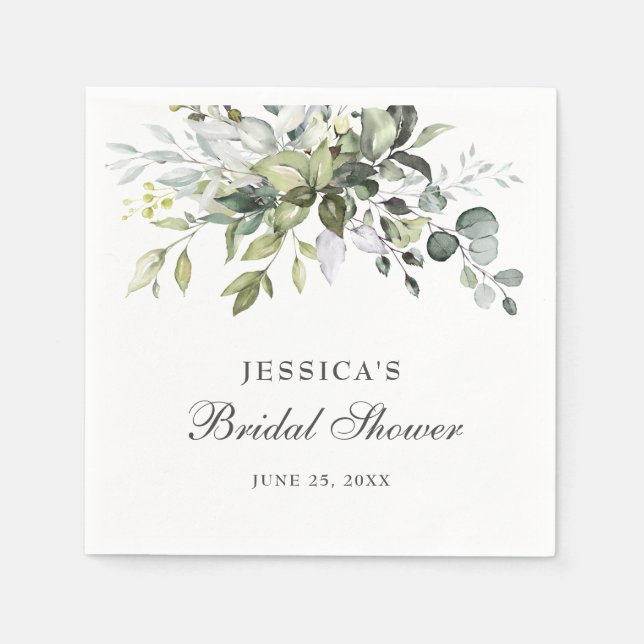Serviette En Papier Papier Fête des mariées Eucalyptus Elégant (Devant)