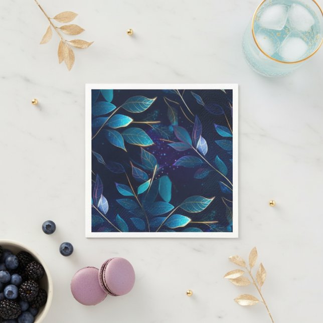 Serviette En Papier Papier Feuille bleu brillant (Lovely set of napkins for your blue-themed party.)