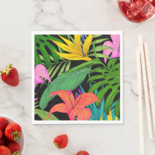 Serviette En Papier Papier Feuille Tropical Flowers & Palm