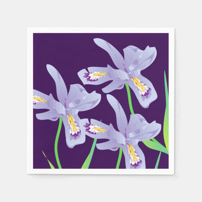 Serviette En Papier Papier Fleur Iris Violet Napkin (Devant)