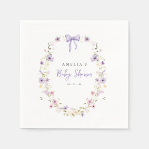 Serviette En Papier Papier Fleur sauvage Baby shower Lavender Bow