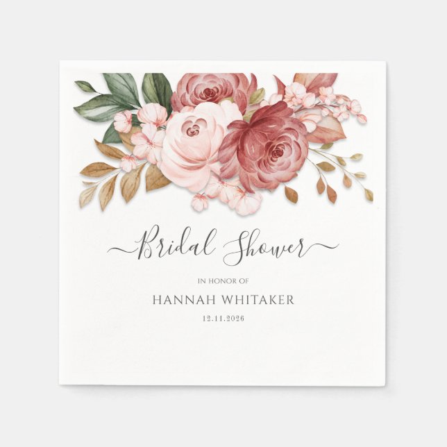 Serviette En Papier Papier Fleuriste Aquarelle Botanique pour Mariage (Devant)