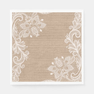 Serviette En Papier Papier floral Burlap et dentelle Napkin