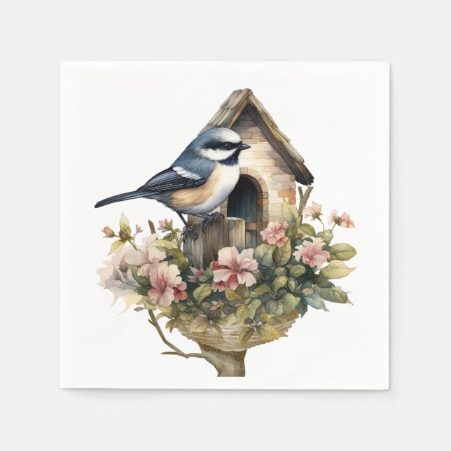 Serviette En Papier Papier floral de poulet Napkin (Devant)