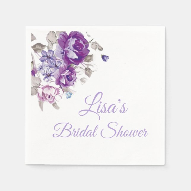 Serviette En Papier Papier Floral violet Napkin personnalisé (Devant)