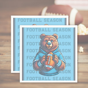 Serviette En Papier Papier Football Personnalisé Bleu Ours Brun Modern