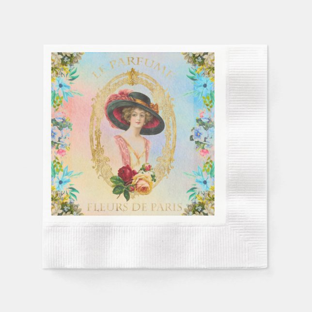 Serviette En Papier Papier français vintage (Devant)
